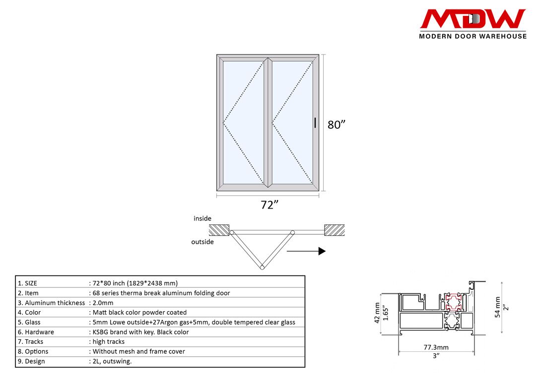 Bifold Door 72x96 L