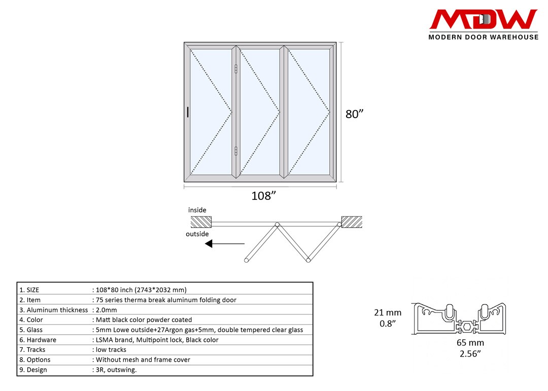 Bifold Door 108x80 R