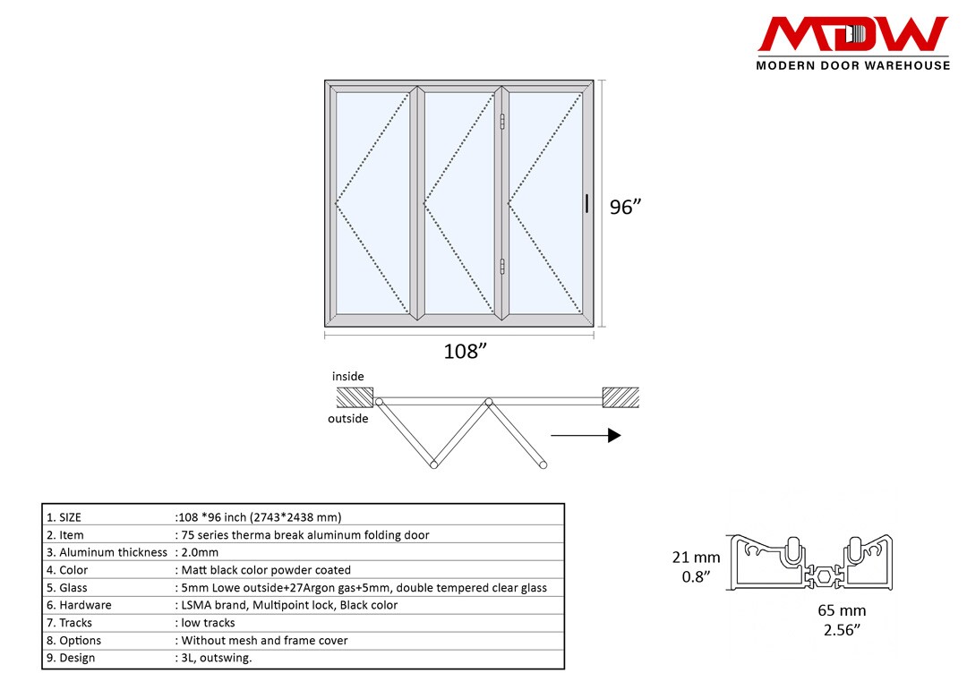 Bifold Door 108x96 L