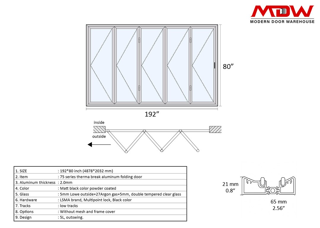 Bifold Door 192x80 5L