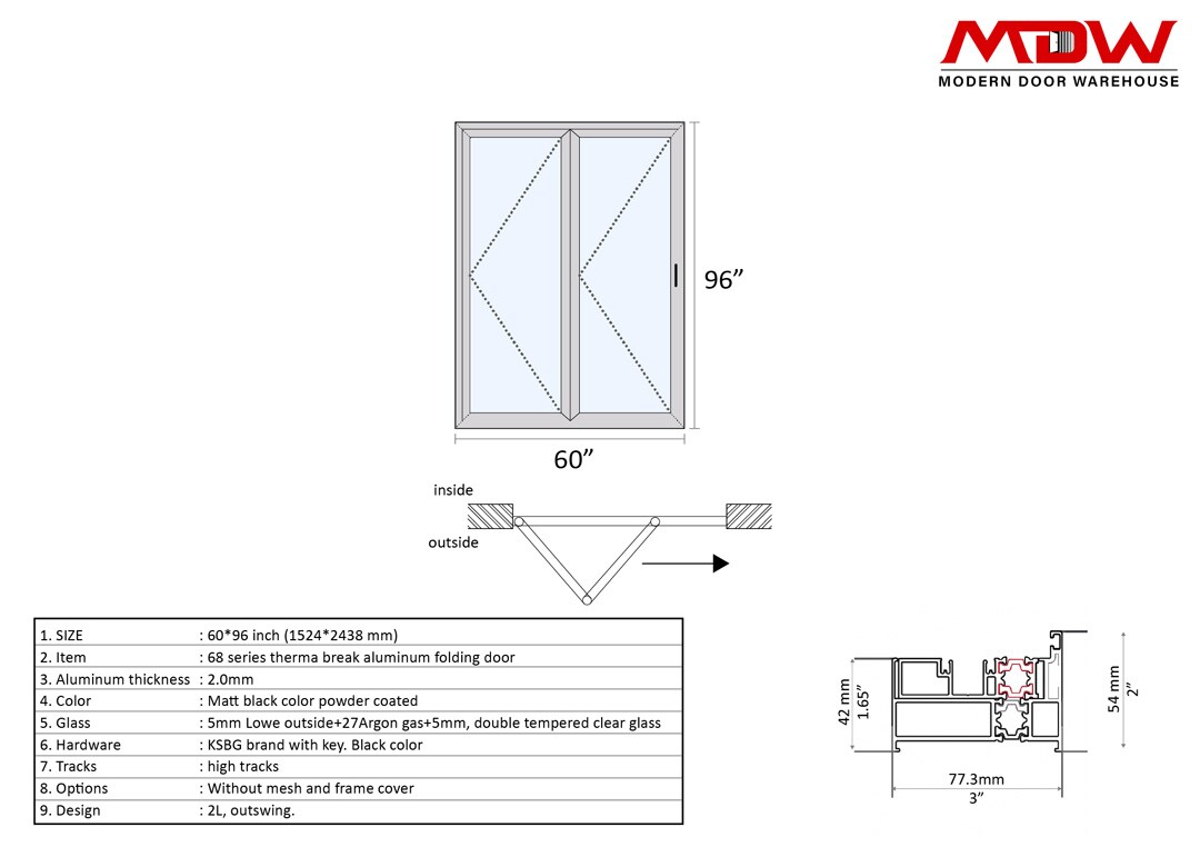 Bifold Door 60x96 L